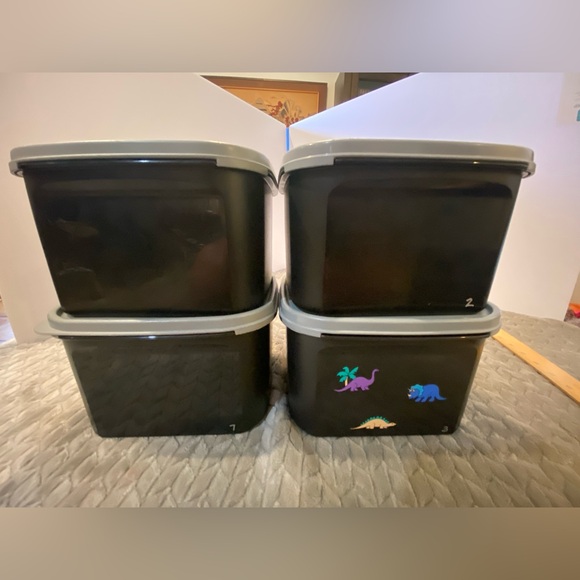 4Tupperware Modular Mates Square #2 1620-1 Recipe Photo Holder Insert Black Gray - Picture 2 of 10